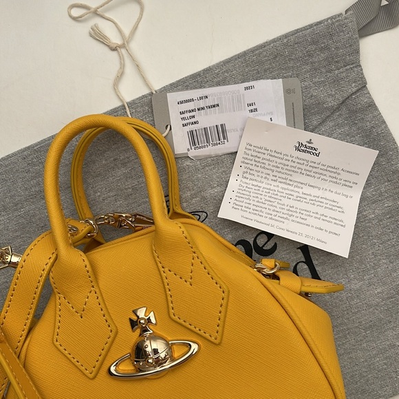 Vivienne Westwood BRAND NEW SAFFIANO MINI YASMIN YELLOW AW23 W Tag - Picture 6 of 17